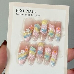 Handmade Nail Art Set with Purple and Blue Designs